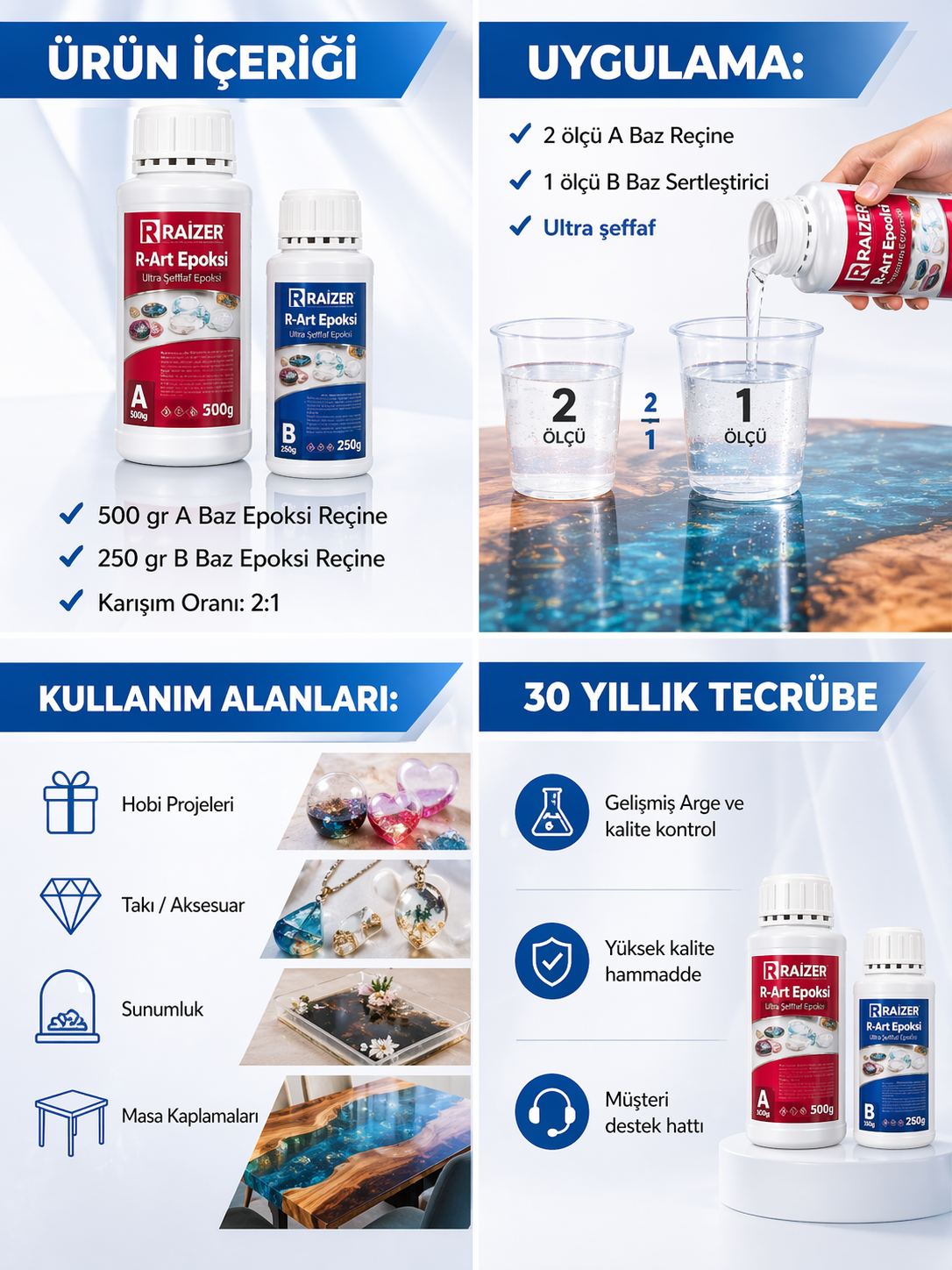 R-ART Ultra Şeffaf Hobi Epoksi 500+250 gr - Görsel 2