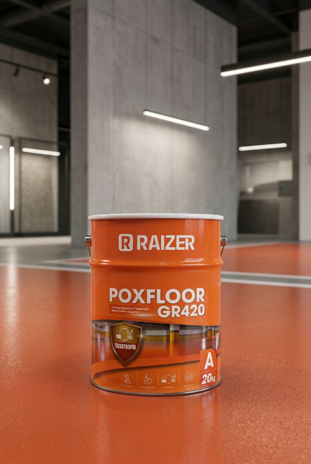 POXFLOOR GR 420 Textürlü Solventsiz Tiksotropik epoksi Zemin Kaplama - Görsel 2